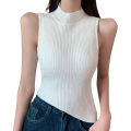 Female Camisole, Summer Solid Color/ Striped Mock Neck Irregular Vest Close-Fitting Tops for Ladies.