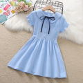 Girls Summer Dress 2023 New Foreign Style College Style Thin Summer Short Sleeve Little Girl Children's Skirt. 