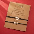 2Pcs/Set Fashion Sun Moon Couple Bracelet For Women Men Handmade Braided Rope Charm Bracelets Friendship Jewelry Lovers Gift.