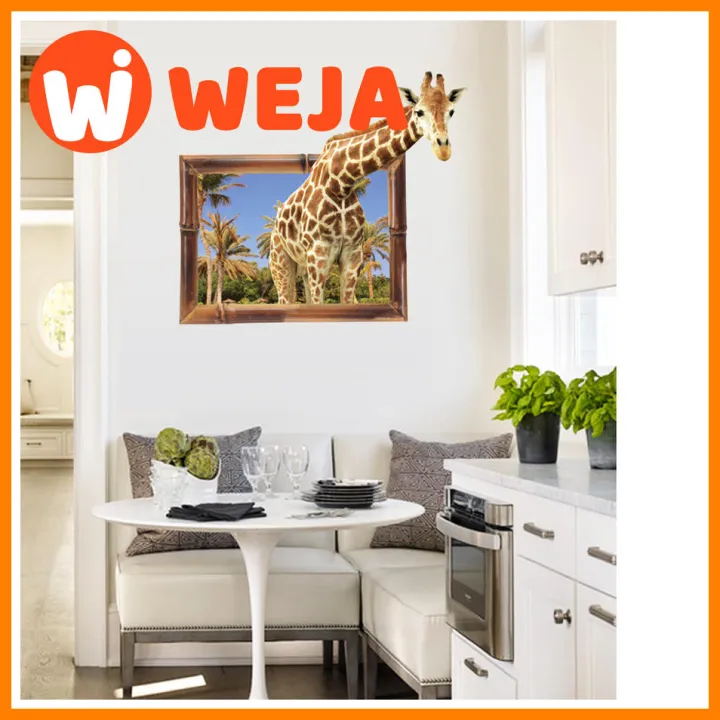 Cartoon%203D%20Vivid%20Wall%20Stickers%20For%20Kids%20Rooms%20Art%20Mural%20Poster%20Giraffe%20For%20Home%20Decor%20bedroom%20Wall%20Decals%20-%20Image%202