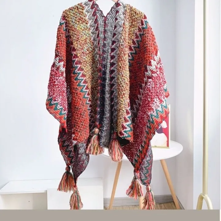 Xinjiang%20Qinghai%20Travel%20Shawl%20Large%20Scarf%20Women's%20Autumn%20and%20Winter%20Yunnan%20National%20Style%20Travel%20Cloak%20Talma%20Thick%20Warm%20-%20Image%209