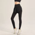 Women 2-in-1 Sports Pants Wide Elastic Waistband Pocket Ankle Length Yoga Leggings Running Sports Trousers. 
