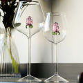 Creative 3D Pink Glass Rose Build-In Red White Wine Glasses Cup Drinkware Goblet Champagne Flute Household Lovely Valentine Gift. 