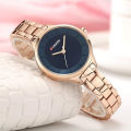 Curren 9015 Women'S Watch Luxurious Stainless Steel Women'S Watch-Rose Gold And Blue Color. 