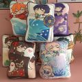 40cm Genshin Impact Square Plush Pillow Anime Wanderer Raiden Shogun Cyno Sleeping Stuffed Cushion Doll Toy. 