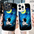 Hontinga for Realme 5 5i 5S 6i Back Cover PU Leather Moon Astronaut Case Soft Silicone Edge Phone Cases. 