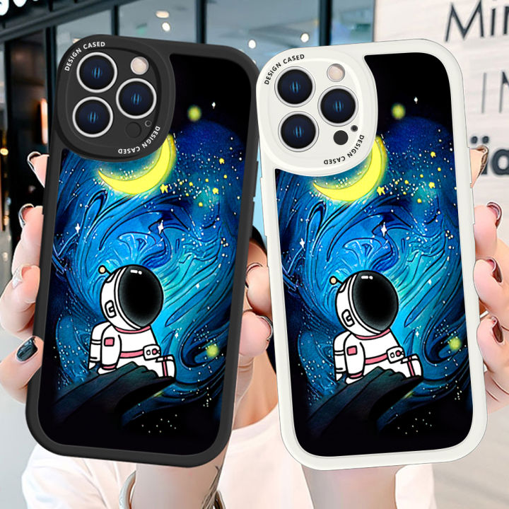Hontinga%20for%20Realme%205%205i%205S%206i%20Back%20Cover%20PU%20Leather%20Moon%20Astronaut%20Case%20Soft%20Silicone%20Edge%20Phone%20Cases%20-%20Image%203