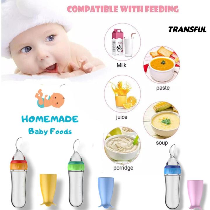 Baby Feeding Spoon Bottle – Soft Silicone Squeeze Feeder-90 ml (Yellow) main image 1