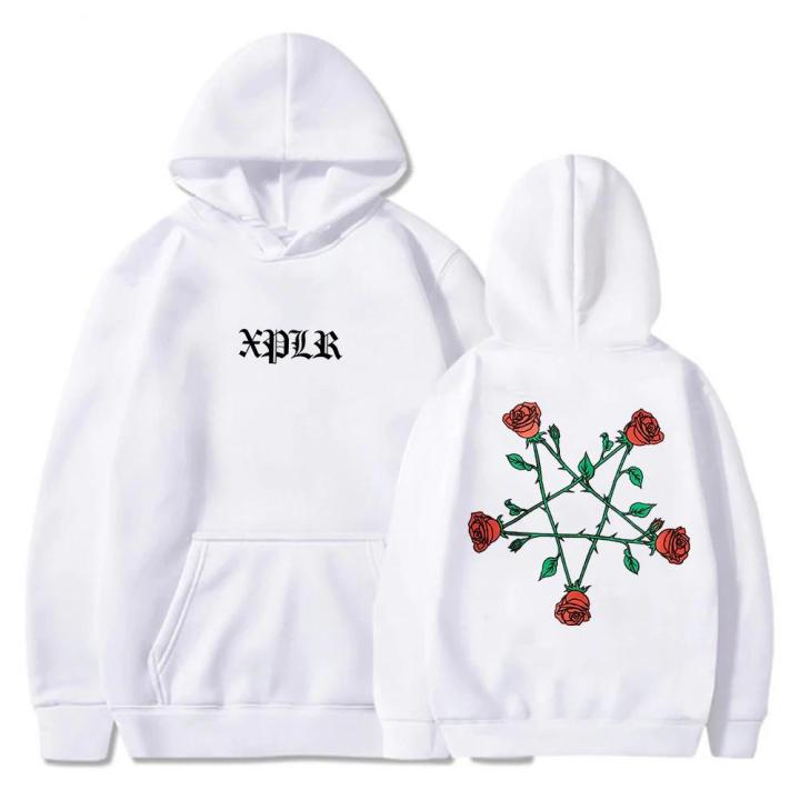 【Fast and Free Delivery】 2024 XPLR Sam And Colby Pentagram Roses Hoodie 2024 Couples Merch Long Sleeve Streetwear Women Men Hooded Sweatshirt Fashion Clo