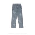 2023 Fashion Trousers Cross Denim Pants Streetwear Hip Hop Low Rise Baggy Jeans For Men Korean Y2k Women Cargo Pants Punk Clothe.