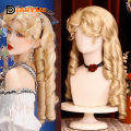 Synthetic Lolita Long Curly Wigs For Women Blonde Wig Halloween Cosplay Wig Female Heat-Resisting Fiber Retro Princess Hair Wigs. 