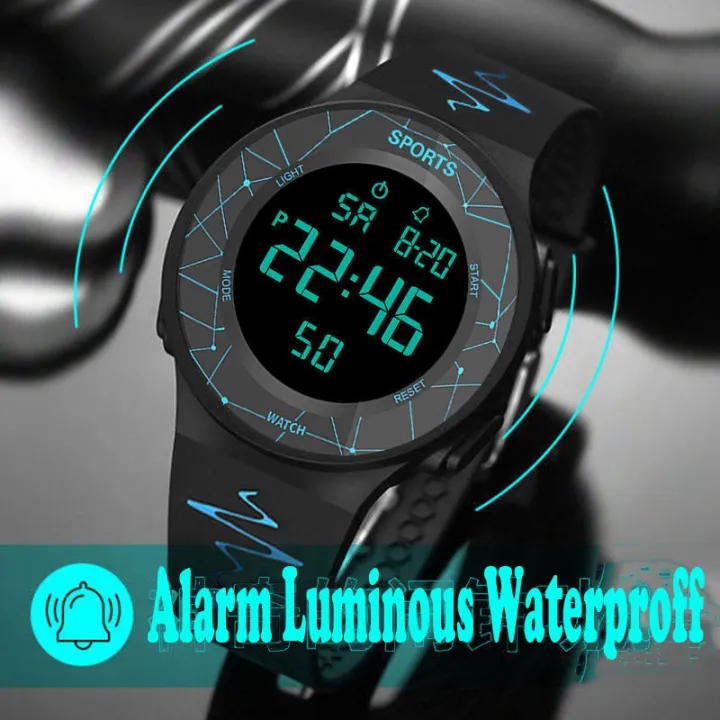 Men Women Sports Luminous Electronic Watch LED Waterproof Electronic Wirstwatch Alarm Student Girls Gifts