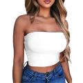 Women Tube Top Strapless Cropped Mini Bustier Slim Elastic Tube Top. 