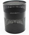 "Black Metal Mesh Round Pen & Pencil Holder - Multifunctional Desk Organizer, Durable, Fireproof, High-Temperature Resistant, Coated Finish, 9.5 x 8.5 cm, Perfect for Office & Student Desks, 1 Piece". 