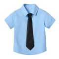 Boy's shirt thin cotton children's Korean version of the new spring and summer trendy with tie baby white foreign style college style boys' lining. 