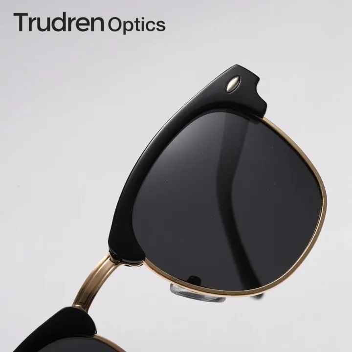 Trudren%20Unisex%20Classic%20Browline%20Polarized%20Sunglasses%20for%20Men%20Horn%20Rimmed%20Square%20Sun%20Glasses%20Womens%20Metal%20Rivets%20Sunglass%20RB3016%20-%20Image%204