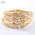【beauty code store】3PCS Gold Bangles Rhinestone Lady's Side Open Bracelets Morocco Jewelry Bangles for bridal. 