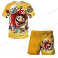 Super Mario Bros T Shirt + Shorts Sets Kids Boys Girls T-shirts Short Pants 2 Pcs Suits Mario Peach Princess Clothing Girl Tops. 