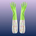 High Quality Silicone Hand Gloves With Foam Durable for Dishwashing and Household Cleaning - Waterproof, Long Cuff, Flock Lining, Non-Slip Thermal Grip. 