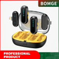 BOMGE 2-Pack Professional Wireless Lavalier Microphones with 2 Receivers for Android, iPhone iPad, Record with 2 Phones Simultaneously, Noise Reduction Plug and Play Clip Included on Lavalier Microphone. 
