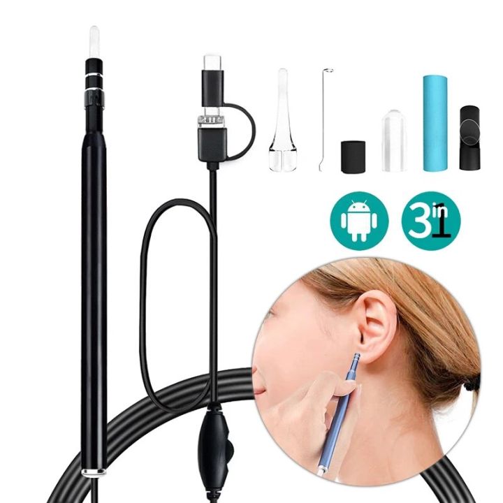 USB Android PC Visual Ear Wax Tool Cleaning Endoscope Spoon Otoscope Cleaner 5.5mm Mini Earwax Removal Camera Health Care Tool