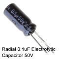 25Pcs- 0.1uF 50V RADIAL Electrolytic Capacitor 0.1uF 50V Radial Polarized Aluminum Electrolytic Capacitors 2 Pin Leads Connections Leg. 