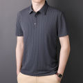 Men's polo shirt, summer new Korean version of business casual, youth fashion casual lapel ice silk short sleeve top. 