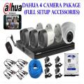 DAHUA 4 CCTV CAMERA PACKAGE with all accessories. 