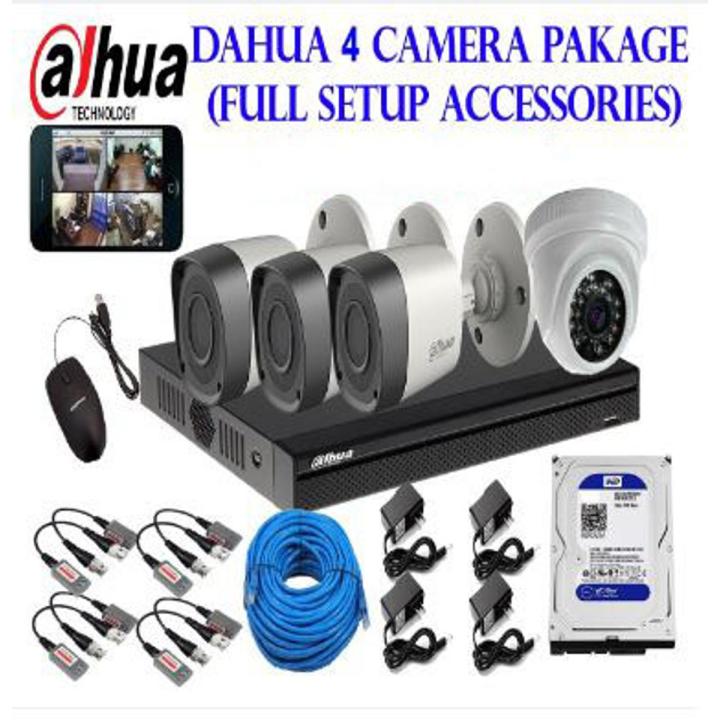 DAHUA 4 CCTV CAMERA PACKAGE with all accessories