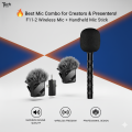 F11-2 Wireless Microphone & Handheld Stick Combo for Creators - Professional Audio Solution. 