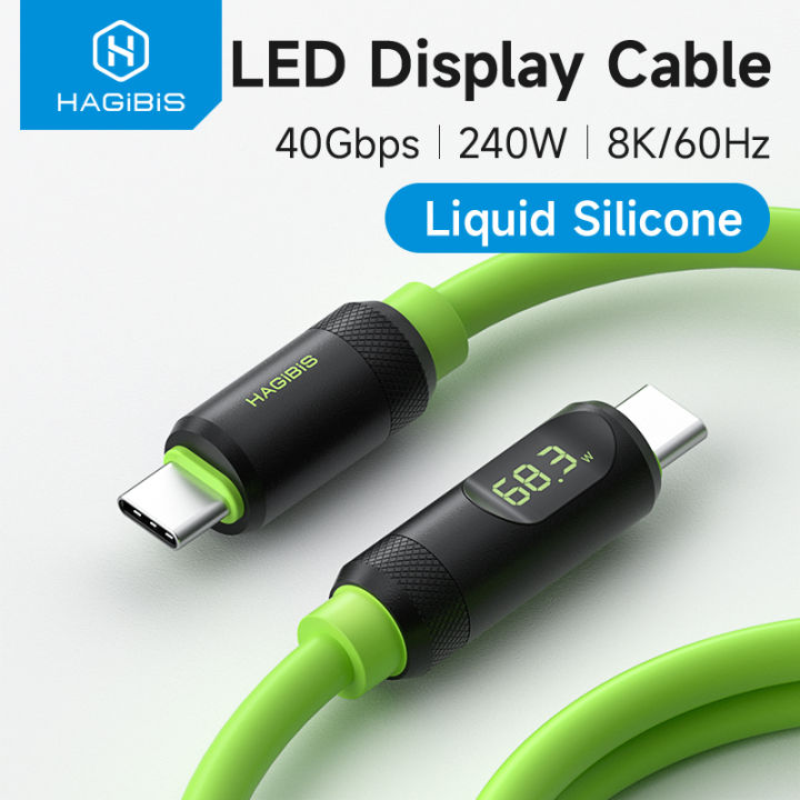 Hagibis USB C Fast Charger Cable With LED Display PD 240W 40Gbps Video Cord  Compatible with Thunderbolt 4/3 For iPhone 15 Laptop