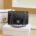 Xiao Xiangling check bag 2024 new trendy luxury chain shoulder bag versatile fragrant grandma leather crossbody bag. 