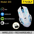 Wireless Gaming Mouse Rechargeable RGB Mouse Q13 White Mouse DPI Laptop Desktop PC OTG. 