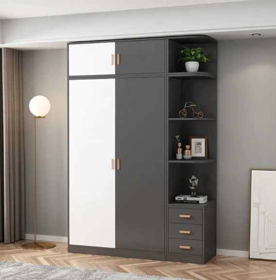 Minimalist%207/4%20Fit%20Sliding%20Door%20with%20Top%20Cabinet%20&%20Side%20Cabinet%20Modern%20House%20Bedroom%20Almirah,%20Clothe%20Shelf%20Storage%20with%20Coat%20Hanger%20Storage%20Wardrobe%20-%20Image%203