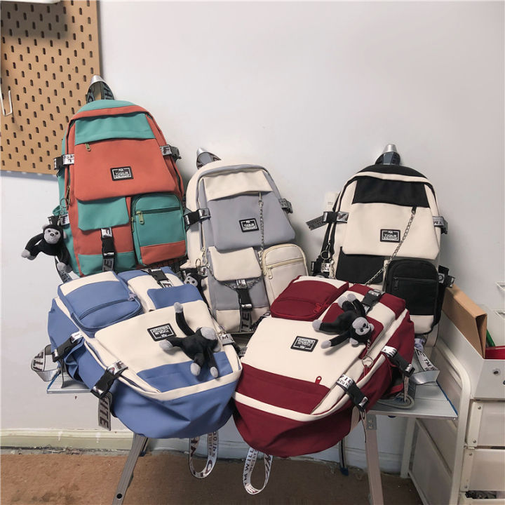 Schoolbag%20Women's%20Korean-Style%20Junior%20High%20School%20College%20Students%20Backpack%20Men's%20Street%20Fashion%20Large%20Capacity%20Fashion%20Backpack%20Trendy%20Cool%20Computer%20Bag%20-%20Image%204