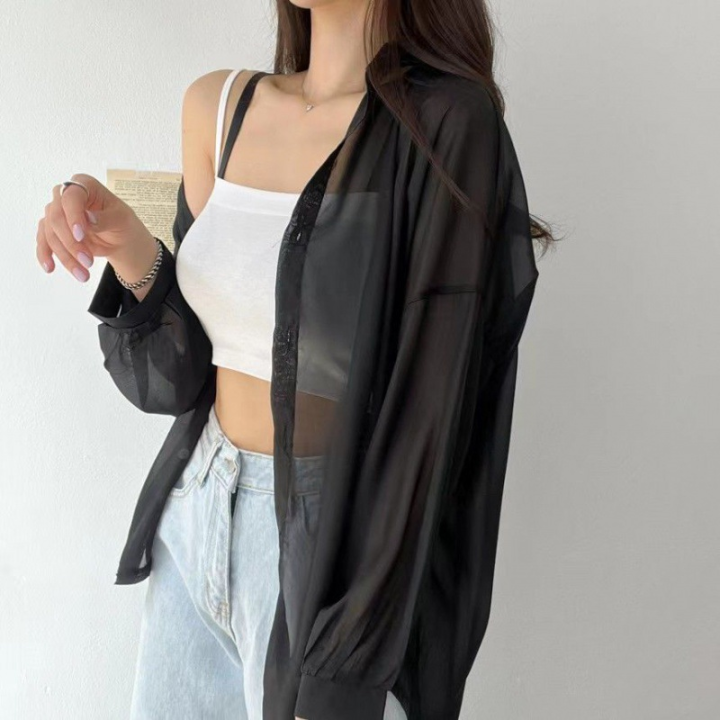 8%20Colors%20Shirts%20Women%20Sheer%20Thin%20Chic%20Summer%20Simple%20Solid%20Sun-proof%20Temper%20Fashion%20Baggy%20All-match%20Basic%20Korean%20Style%20Clothes%20-%20Image%206