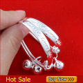 2pcs Adjustable 925 Sterling Silver Bracelet Bangle for Children Baby Girls Boys Toddlers - intl. 