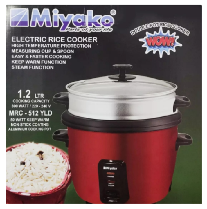 Miyako%201.2%20Liter%20Double%20Pot%20Rice%20Cooker,%20Small%20Size%20(MRC-512%20YLD)%20800%20Watt%20-%20Image%202