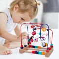 Montessori Baby Toys Wooden Roller Coaster Bead Maze Toddler Early Learning Educational Puzzle Math Toy for Children 1 2 3 Years SnowWhite. 