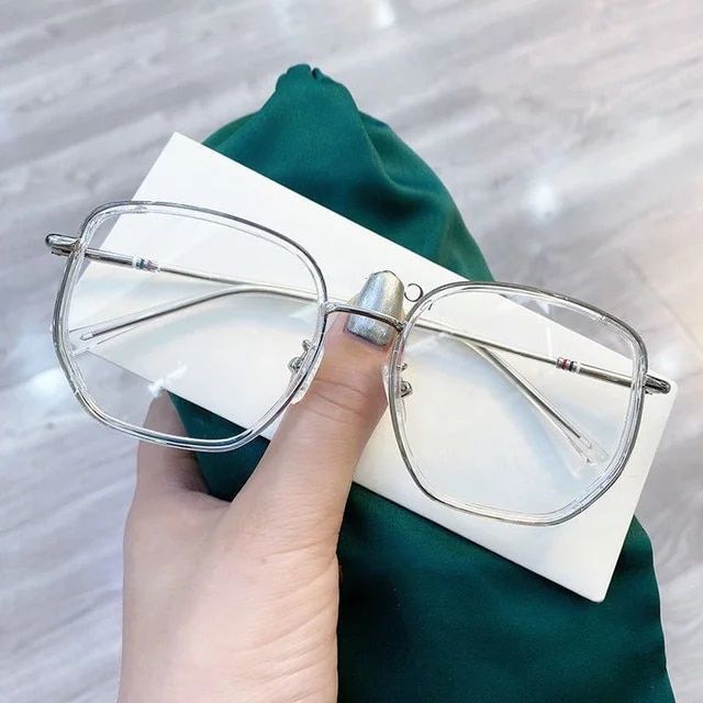 New Ultra Light Blue Square Glasses for Girls Retro Fashion Green