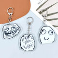 Funny TrollFace Keychain for Accessories Bag NoMeGusta Rage Face ForeverAlone Pendant Key Chain Ring Keyring Jewelry Fans Gifts. 