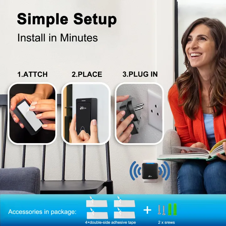 Wireless%20Door%20Calling%20Bell,%20Ding%20Dong%20Calling%20Bell,%20300M%20Ranged%20Doorbell%20for%20Home%20Office-32%20Ringtones%205%20Adjustable%20Volume,%20Plug%20in%20Type-Black(1/2%20Transmitter%20&%201%20Receiver),2%20pin%20-%20Image%206