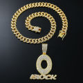 European and American hip-hop full diamond O letter pendant necklace Men's fashion personality streetwear Cuban chain necklace.