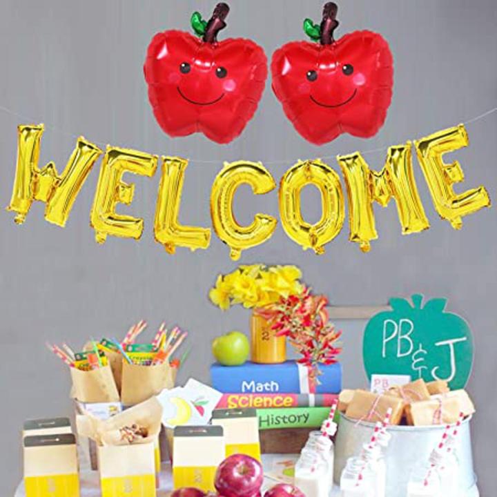 Welcome Foil Balloons Banner Office and Home School Party Decorations Retirement Celebrate Party Supplies