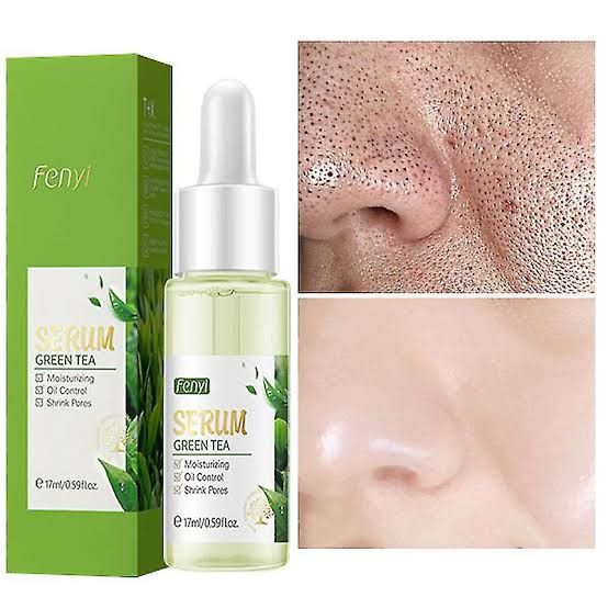 Fenyi Green Tea Facial Serum Sodium Hyaluronic Acid Shrink Pore Moisturizing Oil Control Soothing Acne Skin 17ml