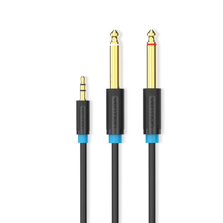 VENTION 3.5mm to Dual 6.5mm Audio Cable 3.5mm Male AUX to 6.35mm Splitter with Left and Right Soundtrack Switch for Phone Amplifier Speaker Stereo 5M/16.40ft Black