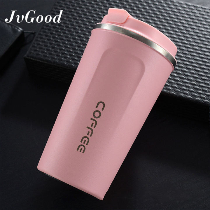 JvGood 510ML Insulated Tumbler Coffee Mug Vacuum Flask Travel Thermal Hot Water 304 Stainless Steel Coffee Cup Leak Proof Car Water Bottle with Lid