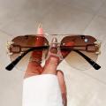 Vintage Rimless Sunglasses Men Women Trendy Aviator Gradient Shades Sun Glasses Fashion New Double Bridge UV400 Eyewear. 