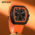 SANDA 6157 brand's new electronic watch digital multifunctional fashion trend men's watch silicone waterproof alarm clock men. 