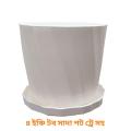 Planter pot camellia white with tray 4 inch 03 pieces.